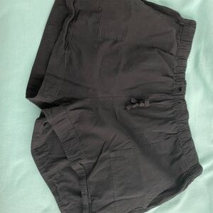 Black Cotton Cargo Shorts